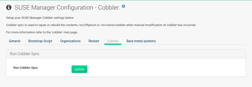 admin configuration cobbler